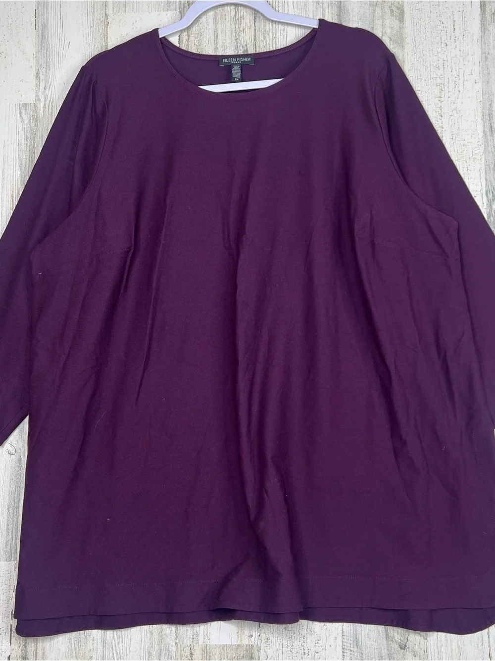 Eileen‎ Fisher Woman Shirt 2X Plus Purple Viscose Nylon Spandex Stretch Top